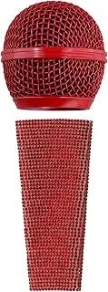 KGDSFG Sparkle Microphone Sleeve Wireled Mic Hand Cover and Mesh Microphone Grill for SM58 Microphones Red