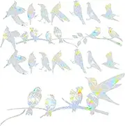 20pcs Bird Window Clings Prism Collision Stickers for Home Decor Removable Static Decals for Windows Bird Strike Prevention