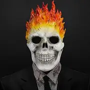 EJWCIG Ghost Rider Mask Demon Flame Skull Mask Skeleton Face Full Head Helmet Horror Halloween Props
