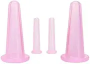 4 Pieces Facial Cupping Therapy Set Anti Cellulite, Silicone Vacuum Cupping Cups for Face and Eye Cupping Massage Manual Back Massagers (2 Small + 2 Large) (Pink)