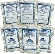 Emergency Water Pack -3 Day Survival Rations (6x4.2oz. Pouches) 5 Year Shelf Life USCG Approved