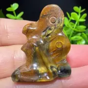 1 Pc Natural tiger's-eye Carved Mini Flower Fairy Skull Crystal Quartz Fairy