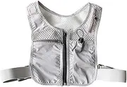 QSTDGVPW Running Vest Pocket, Mobile Phone Chest Pocket for Adults, High-Visibility Vest with Pockets for Hiking, Riding, Outdoor Sports, Gray