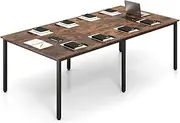 Giantex Conference Room Table, 240cmL x 120cmW Large Meeting Table Seats up to 10 People, 2 Cable Grommets, Rectangle Seminar Counter, Business Desk Training Desk for Office, Boardroom, Rustic Brown