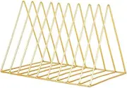 Fdit Desktop Bookshelf, Multi Slots Organizer Neat and Stylish Books Magazines Rack Holder Desktop Iron Storage Rack Bookshelf for Office (Gold)