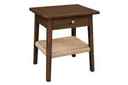 CT Kelly Solid Timber Loom Shelf 1 Drawer Bedside Table - Walnut