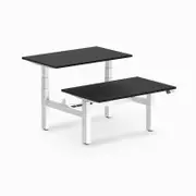 Desky Back to Back Black Melamine Sit to Stand Office Desk 1200x750mm White Height Adjustable Leg
