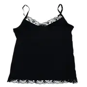Charter Club Women's Camisole Lace-Trim Shelf-Bra Classic Black New