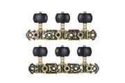 2 Pcs (L&R) Classical Guitar Tuning Peg Gold and Black Plated Acoustic Guitar Machine Heads