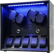 ORYX Watch Winder for 4/6/9 Automatic Watches, Rotating Watch Box 5 Rotation Modes Setting Display Case with Extra Watch Storages and LED Light, Lockable Winders USB Powered Super Quiet Mabuchi Motor