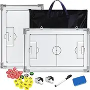 Soccer Coaching Board,Portable Football Tactics Whiteboard,Full-Court Half-Court Large Soccer Training Coaching Strategy Dry Erase Clipboard with Player Markers and Pen,Coach Training Equipment