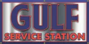 GULF DEALER GAS STATION VINTAGE OLD SIGN REMAKE BANNER GARAGE ART SIZE OPTIONS