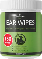 Pet Ear Wipes (150 Count) Dog Ear Cleaner Wipes, Otic Cleanser for Dogs & Cats -