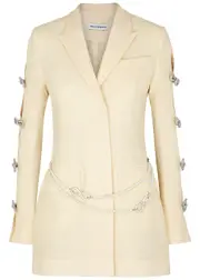 Mach & Mach Ivory Bow-embellished Wool Blazer Dress - White - 10 10
