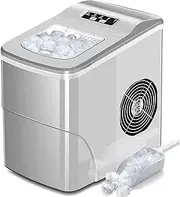 YOPOWER 2.2L Ice Maker Machine Countertop, Portable Ice Machine for Home and Commercial, Silver