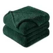 King Size Flannel Fleece Blanket, Super Soft King ( 90x104 IN ) Forest Green