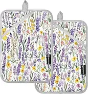 Pot Holders Heat Resistant Romania Lavender Beauty Summer Flowers Potholder with Pockets Kitchen Hot Pads Oven Mitts 2 Pack