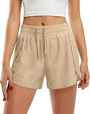 [Libin] Women's High Waisted Athletic Running Shorts 2 in 1 Quick Dry Workout Dolphin Shorts for Gym Sport High Split 3"