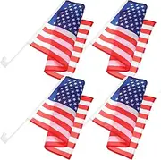 4pcs American Car Flag Patriotic Car USA Flag with Window Clip 17.68X17.1 inch Double Sided Printed National Flag for Festival Celebrations Parades