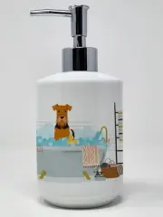 Airedale in Bathtub Ceramic Soap Dispenser Hand Soap Dispenser Pump Bottles for
