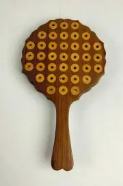 Antique treen inlayed wood Solitaire game BOARD