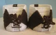 handmade plastic canvas cabbage patch shoes brown/white sneakers Doll Clothes