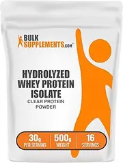 BulkSupplements.com Hydrolyzed Whey Protein Isolate - Whey Isolate - Plain Protein Powder - Whey Protein Powder Unflavored - Isolate Protein Powder - Whey Powder (500 Grams - 1.1 lbs)