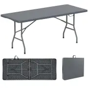 Costway180cm Outdoor Portable Folding Table with Safe Lock Mechanism-Grey