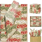 100Sheets 20 * 14 Inches Christmas Wrapping Tissue Paper Kraft Tissue Paper Merry Christmas Design Gift Wrap Art Tissue for Winter Festivals Xmas Party DIY Craft