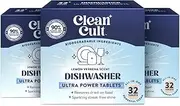 Cleancult Dishwasher Pods, Lemongrass, 96 Pods - 100% Dissolvable Dishwashing Tablets - Made From Coconut Surfactants - Wrapped in Dissolvable Film - Leaves Dishes Clean & Spotless