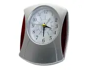 ELEGANT MODERN STYLE TABLE ALARM CLOCK, BLACK HANDS, WITH SWEEP SECOND HAND.