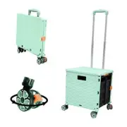 Foldable Utility Cart Portable Rolling Crate Handcart Shopping Trolley Green