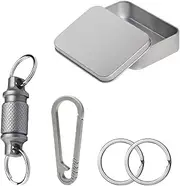 Quick Release Keychain Set with Titanium Carabiner and Keyrings – Advanced Titanium Swivel Clip – Lightweight and Durable Design with 360-Degree Rotation – Heavy-Duty Quick Disconnect Keyring…