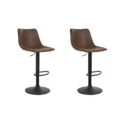 2X Kitchen Bar Stools Gas Lift Stool Chairs Swivel Vintage Fabric