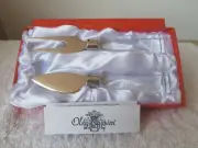 Oleg Cassini 2 Piece Crystal Handle Fork & Knife Cheese Set with case New in Box