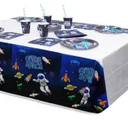 Outer Space Universe Astronaut Theme Plastic Tablecloth Table Cover 220cmx132cm - Kids Birthday Party Decorations