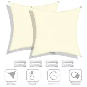 2 Pack 10x10 Ft 97% UV Block Square Sun Shade Sail HDPE Canopy Cover Net Pool