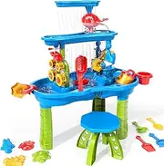 Skirtoy Water Table for Toddlers Kids, 3-Tier Outdoor Sand and Water Play Water Activity Tables Beach Toys for Outside Backyard for Toddlers Age 1-3 3-5