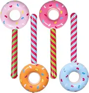 MUSISALY 4pcs Inflatable Donut Lollipop Balloons for Birthday Party Decorations Fun Pool Floaty Toys Party Props Reusable Easy to Store