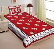 UNIBLISS 100% Cotton Rajasthani Jaipuri Traditional Printed Single Bed Sheet with One Pillow Cover - Multi_Single_006