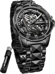 Skeleton Mens Watch Automatic Mechanical Self Winding Luxury Sapphire Crystal...