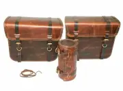 Saddle Bags & Tool Roll Bag Set For Royal Enfield Reborn Rusty Leather