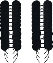 Set of 24 Mickey Minnie Mouse Costume Deluxe Fabric Ears Headband Dots Boys Girls Birthday Party Hairs Accessories Baby Shower Headwear Halloween Party Favors Decorations (Black)