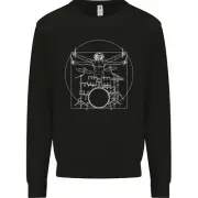 Vitruvian Drummer Funny Drumming Kids Sweatshirt Jumper