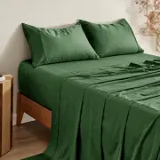 Serene 400TC Bamboo Cotton Blend Sateen Flat Fitted Sheet Set Eden Single