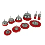 10PC Drill Wheel and Cup Brush Set Abrasive Filament Nylon Wire Bristle Drill