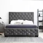 KING Size Bed Frame Velvet Grey
