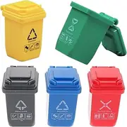 BLPRKOT Pack of 5 Mini Rubbish Bins for Dollhouse Furniture in Scale, Rubbish bin Sorting bin, Toy Rubbish bin Toy, Rubbish bin Toys, Children's Toy Wheelie Bins