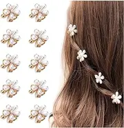 mini daisy flower hair clip barrettes white daisy pearl clips for hair assesoriess for women girls pearl claw clip for hair flower claw clips for thick thin hair flowers