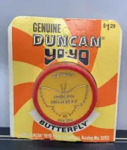 Rare Vintage Genuine Duncan Yo Yo Butterfly On The Card / Yellow Red Border Rare